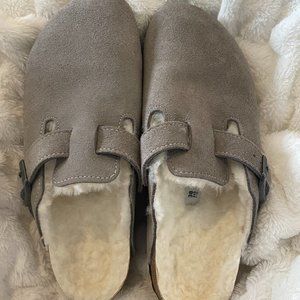 Birkenstock Boston Genuine Shearling Lined Clog - Stone coin color - Size 38